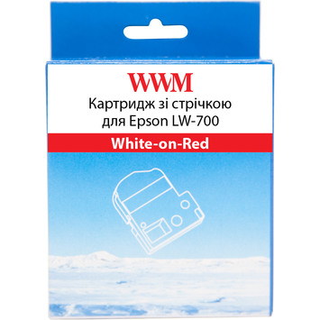 Картридж зі стрічкою WWM для Epson LW-700 24mm x 8m White-on-Red (WWM-SD24R) - Фото №1