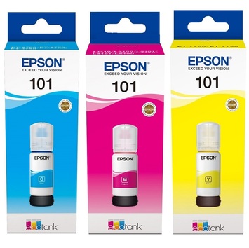 Набор оригинальных чернил Epson для L4150/4160 №101 3шт x 70мл C/M/Y (SET101C/M/Y) - Фото №1